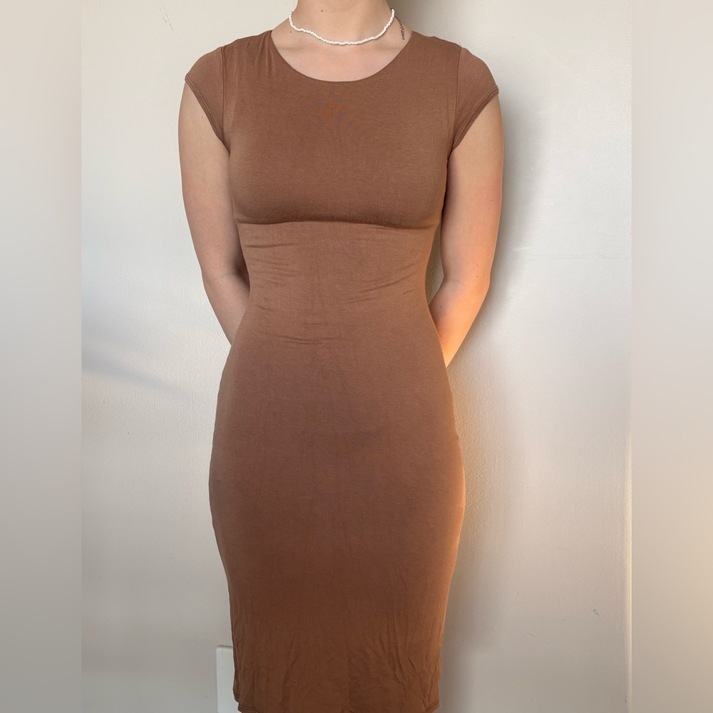 Brown T-Shirt Dress - Picture 1 of 7
